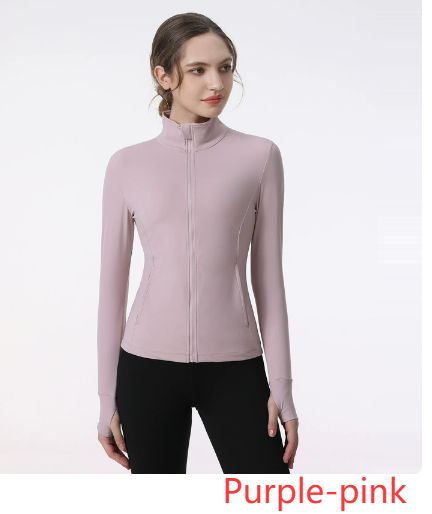 Sportjacke für Damen mit langen Ärmeln und Reißverschluss für Yoga und Laufen